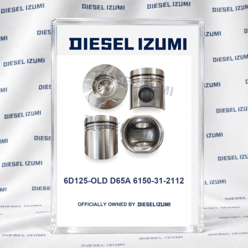 DIESEL IZUMI STD Old-Type Piston 6150-31-2112 for Komatsu 6D125 with Pin and Clips Four views of STD Old-Type Piston 6150-31-2112 for Komatsu 6D125