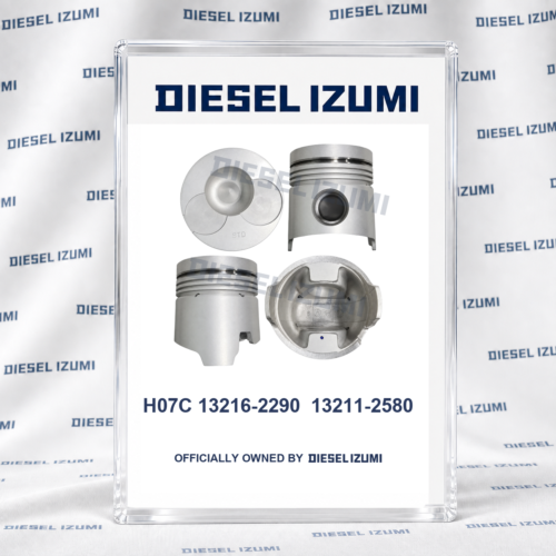 Four views of STD 110 mm piston 13216-2290 and 13211-2580 for Hino H07C