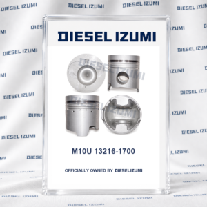 Four views of STD 127 mm Alfin piston 13216-1700 for Hino M10U with pin and clips