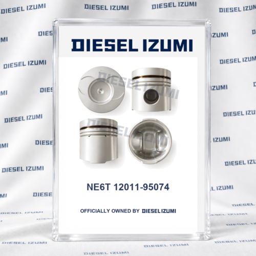 Four views of STD 110 mm tin-plated Alfin piston 12011-95074 for Nissan NE6T with pin and clips